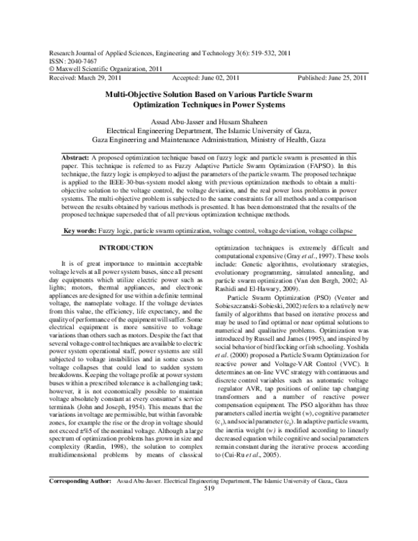 (PDF) Multi-Objective Solution Based on Various Particle Swarm ...