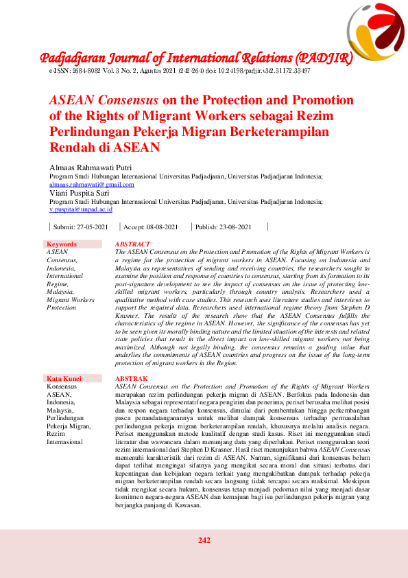 (PDF) ASEAN Consensus on the Protection and Promotion of the Rights of ...