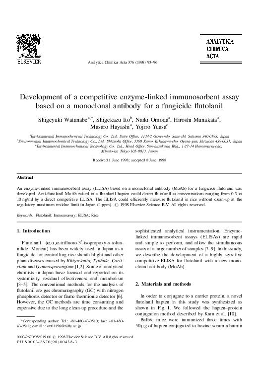 (PDF) Development of a competitive enzyme-linked immunosorbent assay ...