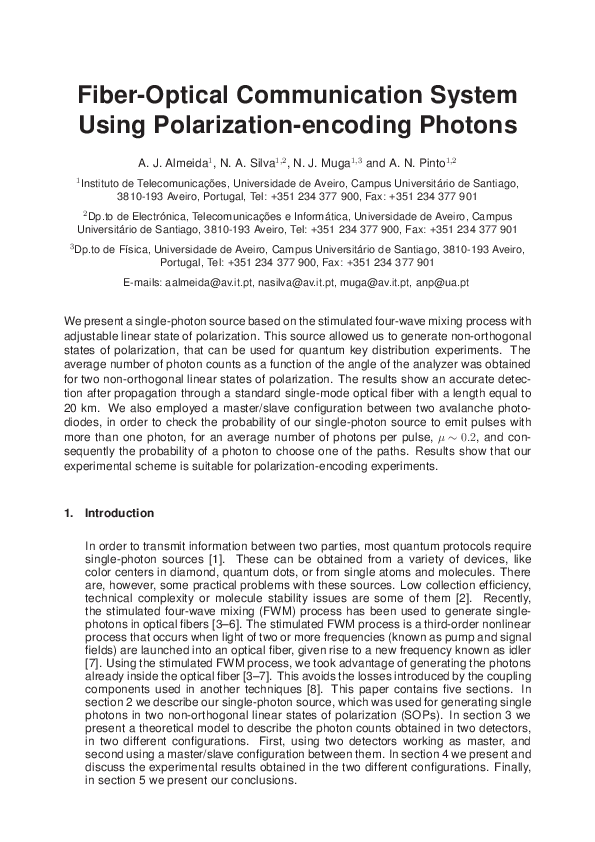 (PDF) Fiberoptical communication system using polarizationencoding