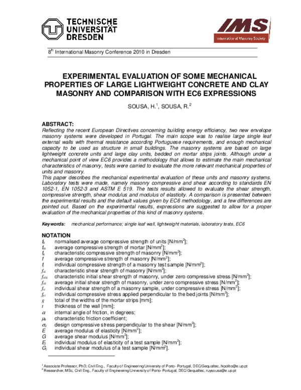 (PDF) Experimental Evaluation of Some Mechanical Properties of Large ...