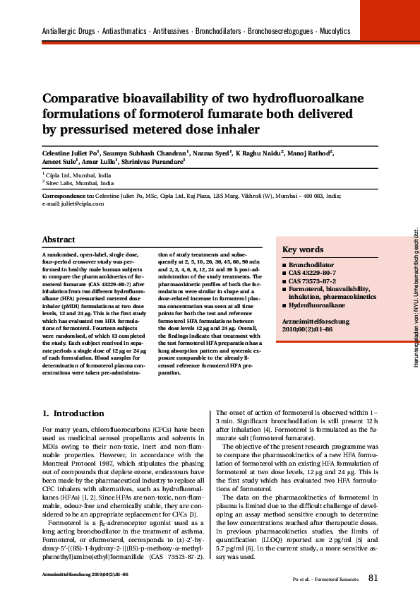 (PDF) Comparative bioavailability of two hydrofluoroalkane formulations ...