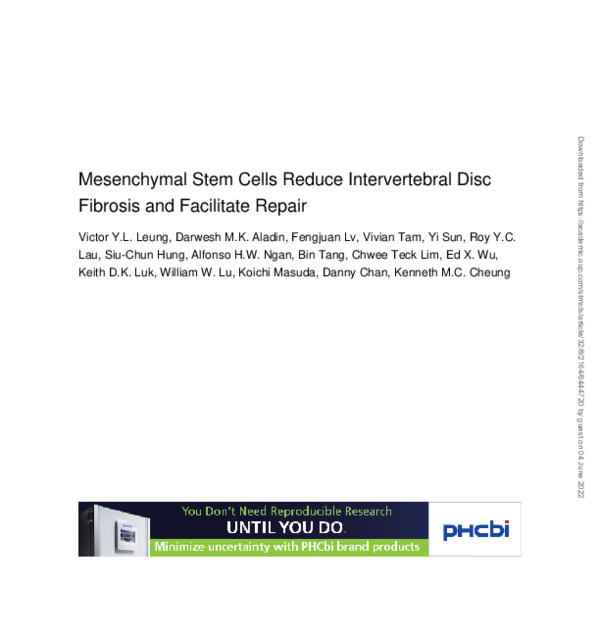(PDF) Mesenchymal Stem Cells Reduce Intervertebral Disc Fibrosis and ...