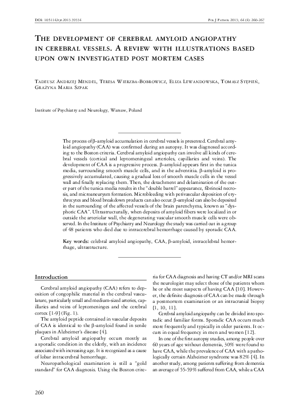 (PDF) The development of cerebral amyloid angiopathy in cerebral ...