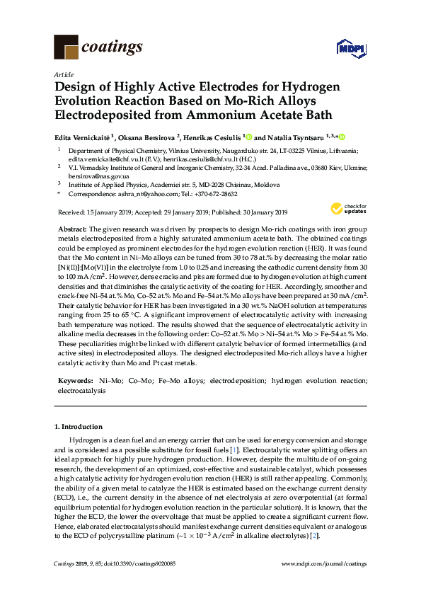(PDF) Design of Highly Active Electrodes for Hydrogen Evolution ...