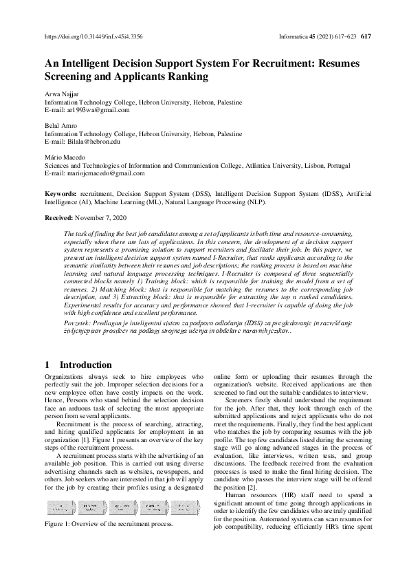 (PDF) An Intelligent Decision Support System For Recruitment: Resumes ...