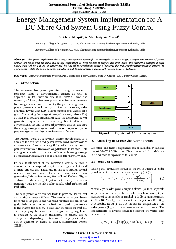 (PDF) Energy Management System Implementation for A DC Micro Grid ...