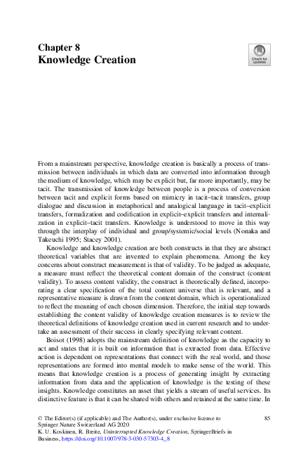 (PDF) Knowledge Creation