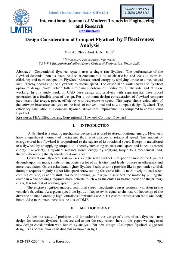 (PDF) Design Consideration of Compact Flywheel by Effectiveness Analysis