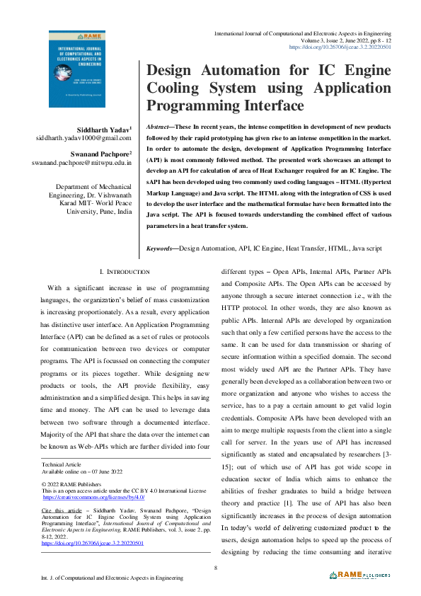 (PDF) Design Automation for IC Engine Cooling System using Application ...