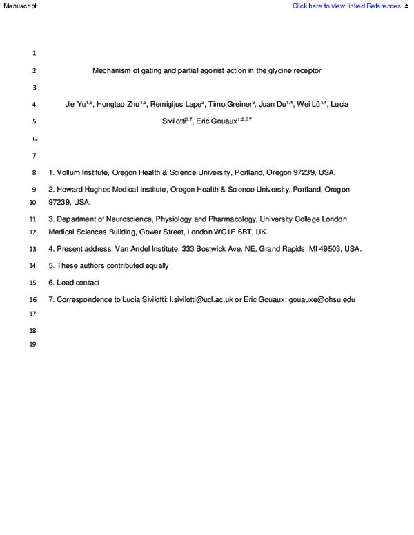 (PDF) Mechanism of gating and partial agonist action in the glycine ...