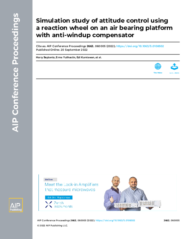 (PDF) Simulation study of attitude control using a reaction wheel on an