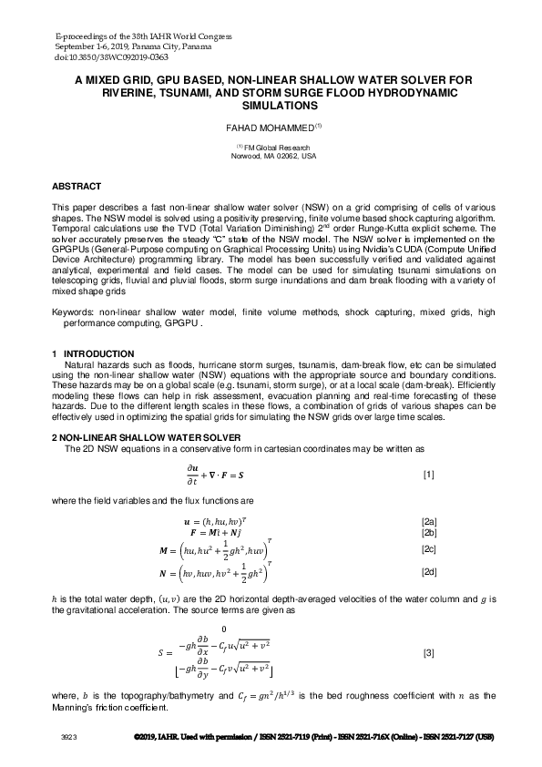 (PDF) A Mixed Grid, Gpu Based, Non-Linear Shallow Water Solver for ...