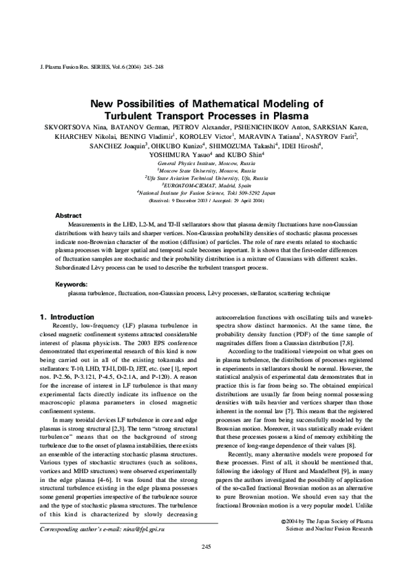 (PDF) New possibilities for the mathematical modeling of turbulent ...