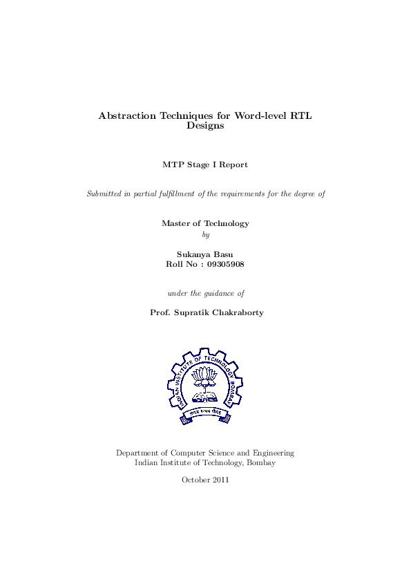 (PDF) Abstraction Techniques for Word-level RTL Designs