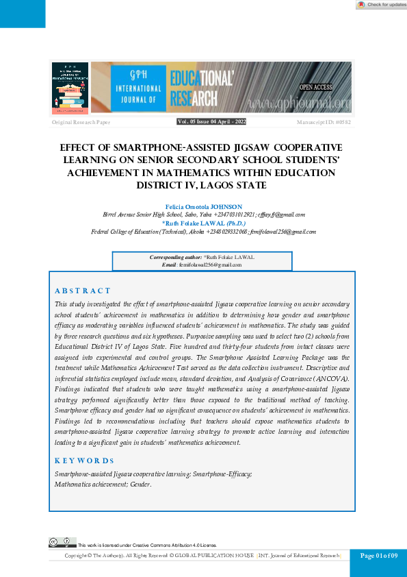 (PDF) Effect of Smartphone-Assisted Jigsaw Cooperative Learning on ...
