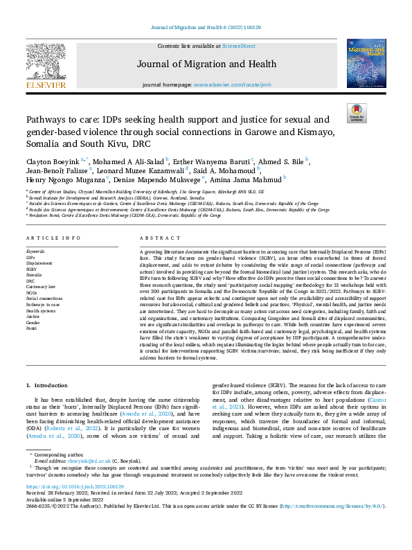 (PDF) Pathways to care: IDPs seeking health support and justice for ...