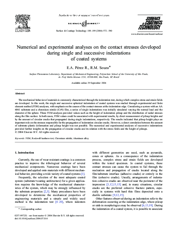 (PDF) Numerical and experimental analyses on the contact stresses ...