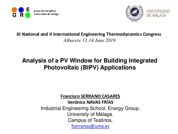 (PDF) Analysis of a PV Window for Building Integrated Photovoltaic ...