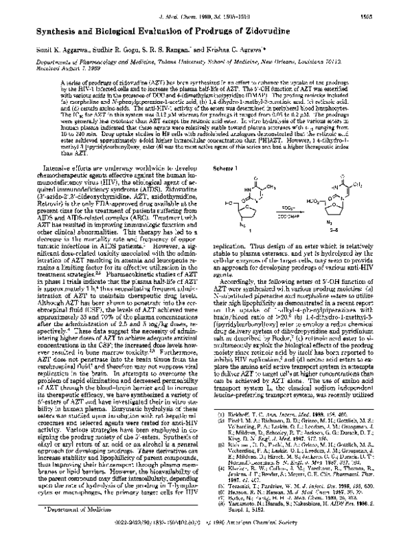 (PDF) Synthesis and biological evaluation of prodrug-type anti-HIV ...