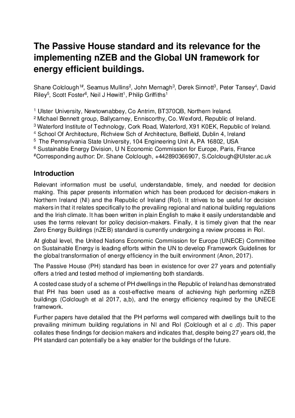 (PDF) The Passive House standard and its relevance for the implementing ...
