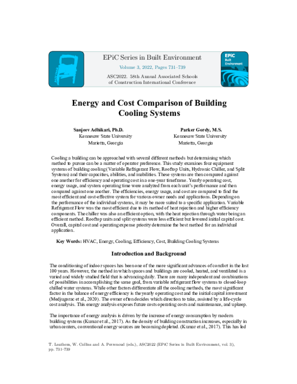 (PDF) Energy and Cost Comparison of Building Cooling Systems