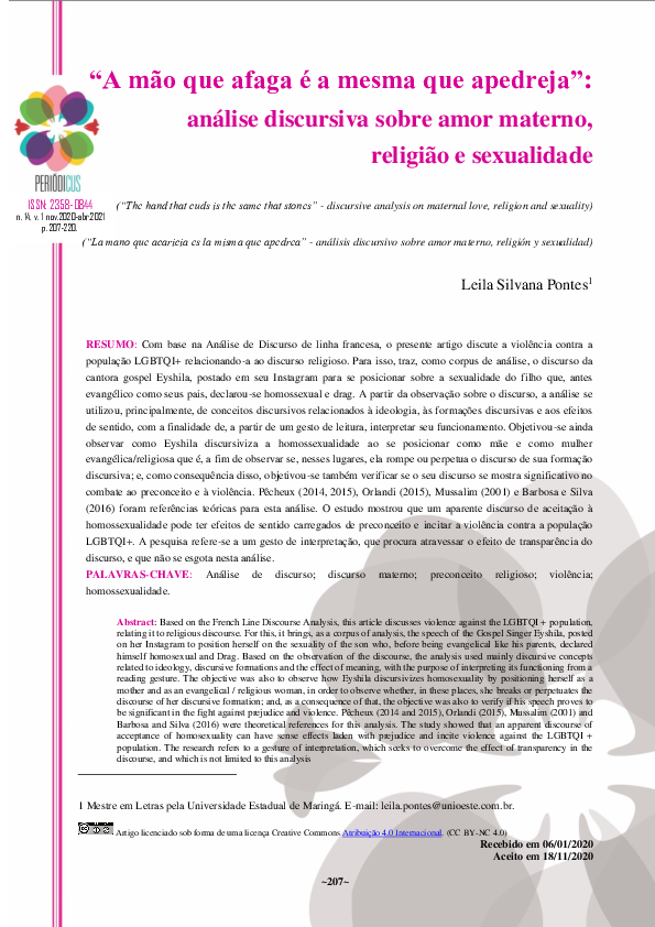 (PDF) “A mão que afaga é a mesma que apedreja” - análise discursiva ...