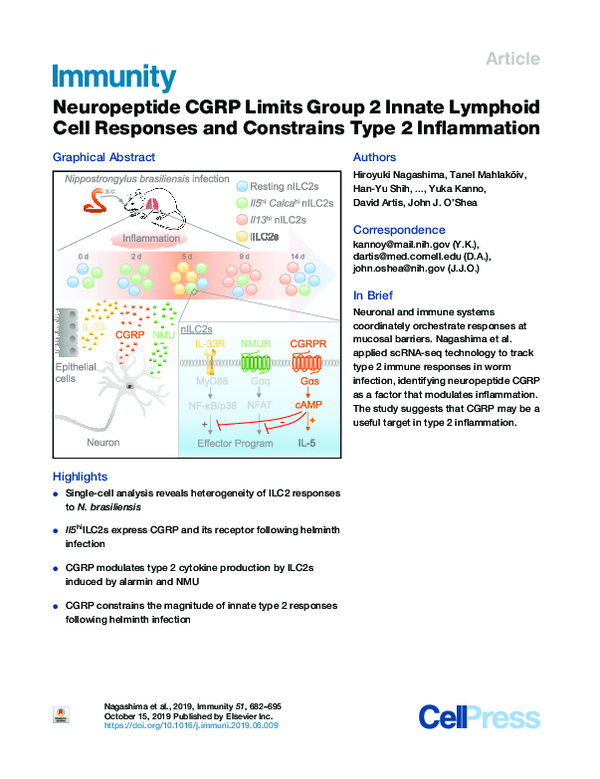 (PDF) Neuropeptide CGRP Limits Group 2 Innate Lymphoid Cell Responses ...