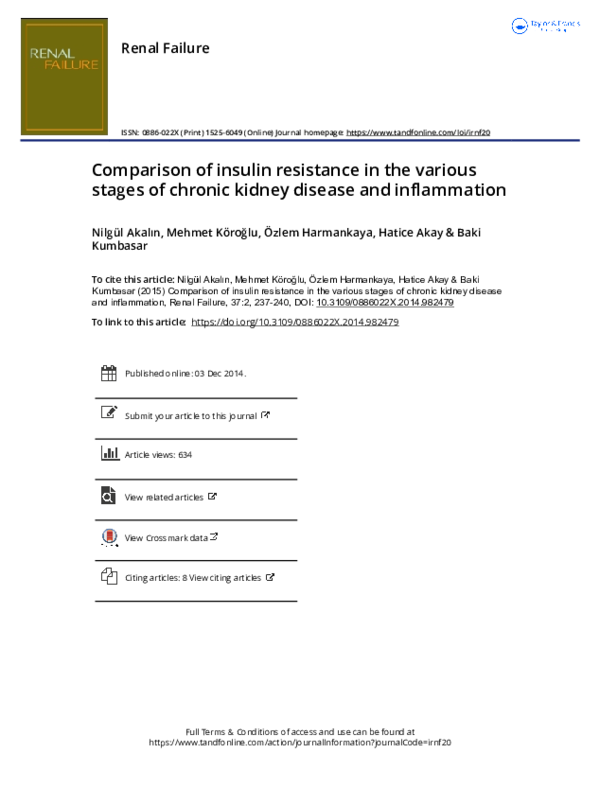 (PDF) Comparison of insulin resistance in the various stages of chronic ...
