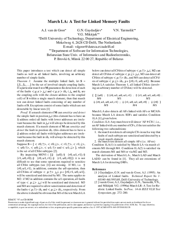(PDF) March LA: a test for linked memory faults