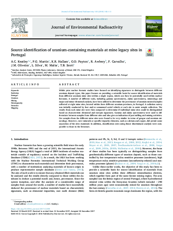 (PDF) Source identification of uranium-containing materials at mine ...