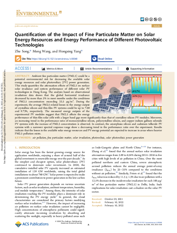 (PDF) Quantification of the Impact of Fine Particulate Matter on Solar ...