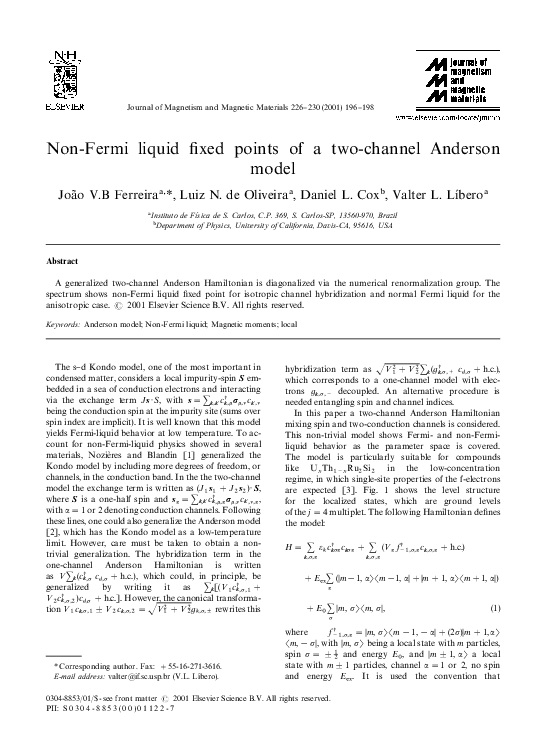 (PDF) Non-Fermi liquid fixed points of a two-channel Anderson model