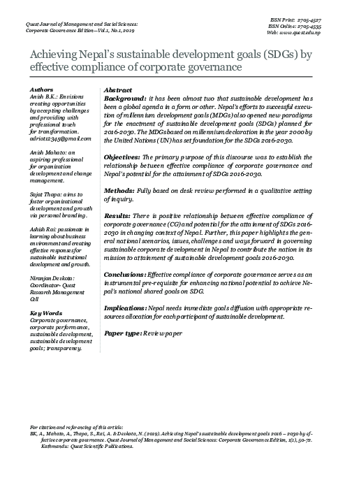 (PDF) Achieving Nepal’s sustainable development goals (SDGs) by