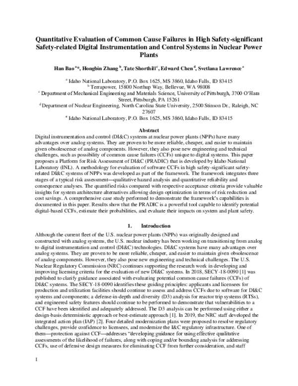 (PDF) Quantitative Evaluation of Common Cause Failures in High Safety ...