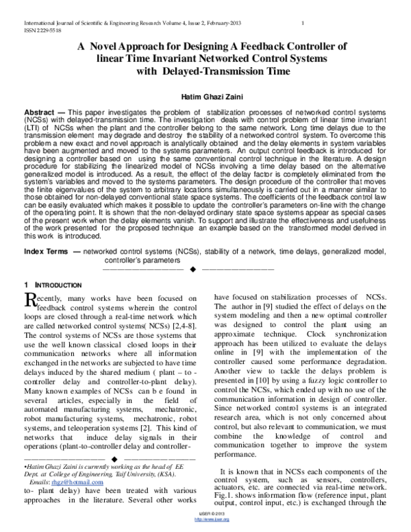 (PDF) A novel approach for designing a feedback controller of linear ...