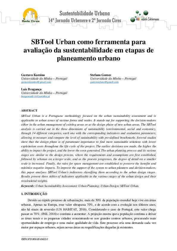 (PDF) SBTool Urban como ferramenta para avaliação da sustentabilidade ...