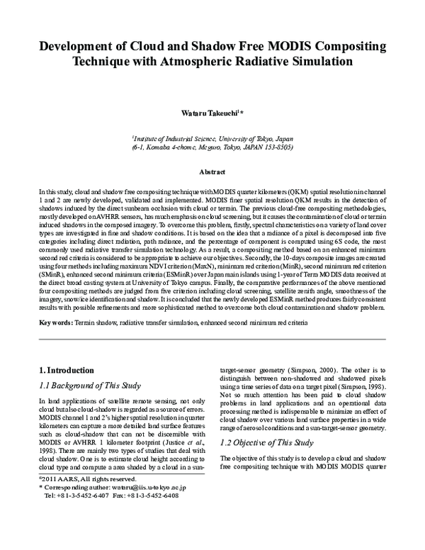(PDF) Development of Cloud and Shadow Free MODIS Compositing Technique ...