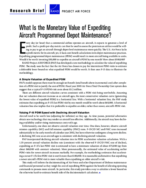 (PDF) What is the Monetary Value of Expediting Aircraft Programmed ...