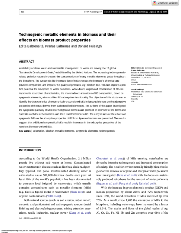 (PDF) Technogenic metallic elements in biomass and their effects on ...