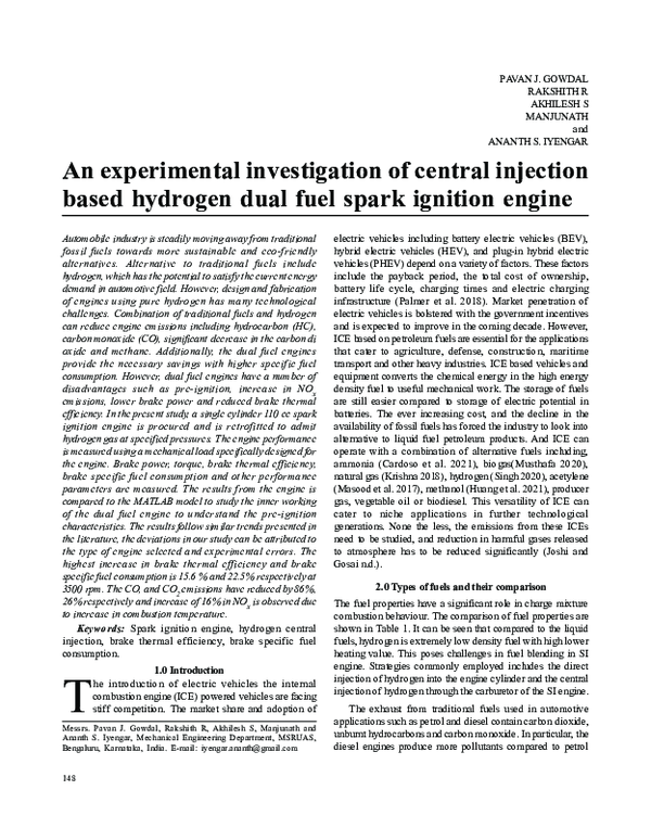 An Experimental Investigation Of Central Injection Based Hydrogen Dual ...