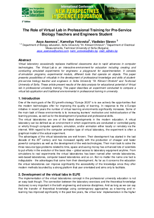 (PDF) The Role of Virtual Lab in Professional Training for Pre-Service ...