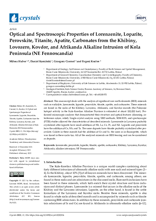 (PDF) Optical and Spectroscopic Properties of Lorenzenite, Loparite ...