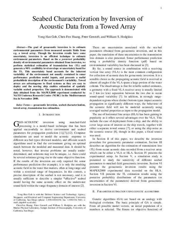 (PDF) Seabed Characterization by Inversion of Acoustic Data from a ...
