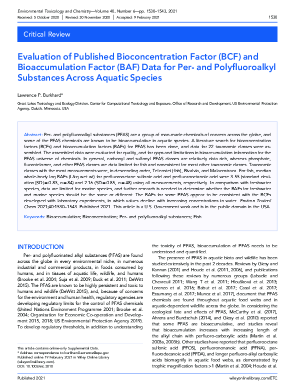 (PDF) Evaluation of Published Bioconcentration Factor (BCF) and ...