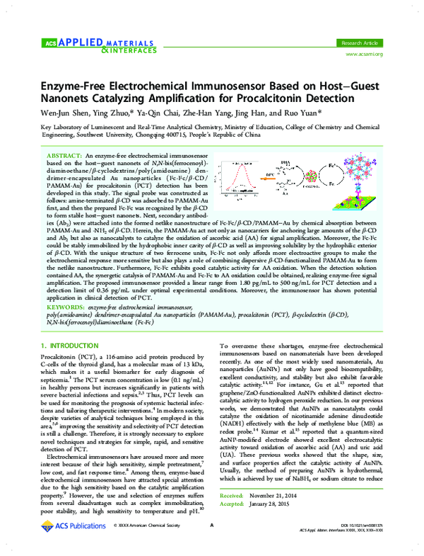 (PDF) Enzyme-Free Electrochemical Immunosensor Based on Host-Guest ...