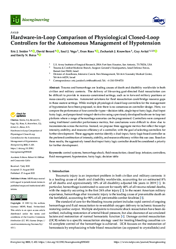 (PDF) Hardware-in-Loop Comparison of Physiological Closed-Loop ...
