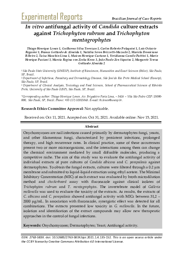 (PDF) In vitro antifungal activity of Candida culture extracts against ...