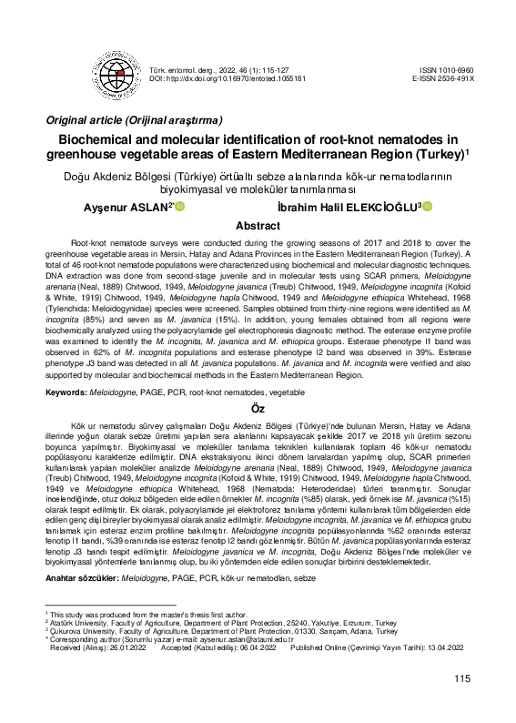 (PDF) Biochemical and molecular identification of root-knot nematodes ...