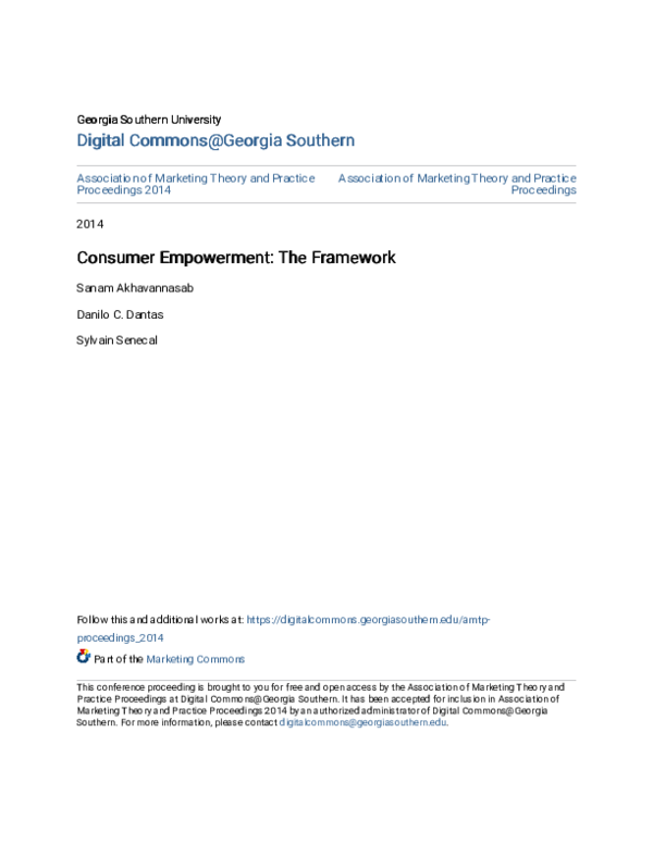 Pdf Consumer Empowerment The Framework